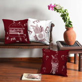 Ethnic Themed Food Printed Set of 3 Cushion Covers